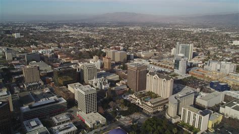 5K stock footage aerial video of flying over the city, approaching San ...