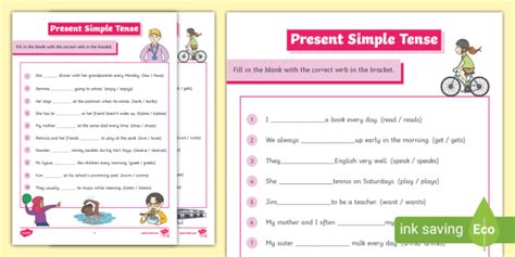 Present Simple Tense Worksheet (teacher made)