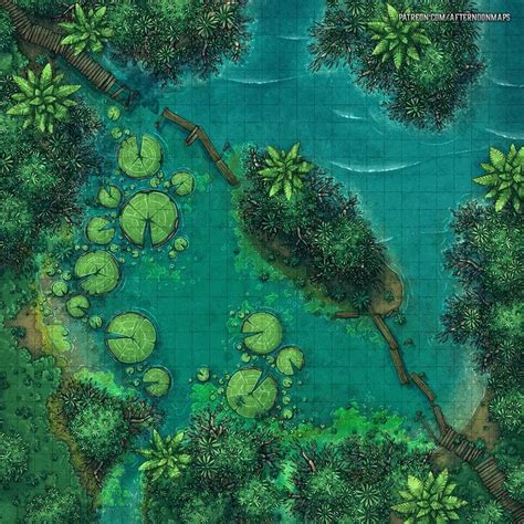 The Mangrove Swamp - Battlemap [30x30] : battlemaps | Dungeon maps, Dnd world map, Fantasy world map