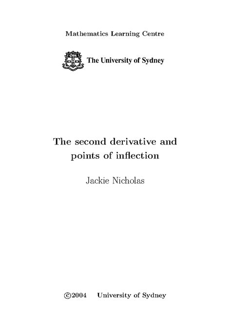 Second derivative and points of inflection - Mathematics Learning Centre The second derivative ...