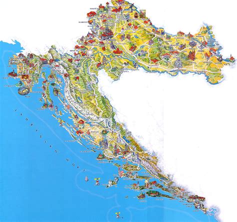 Tourist map of Croatia: tourist attractions and monuments of Croatia