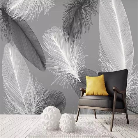 Original modern Nordic feather wall professional production mural ...