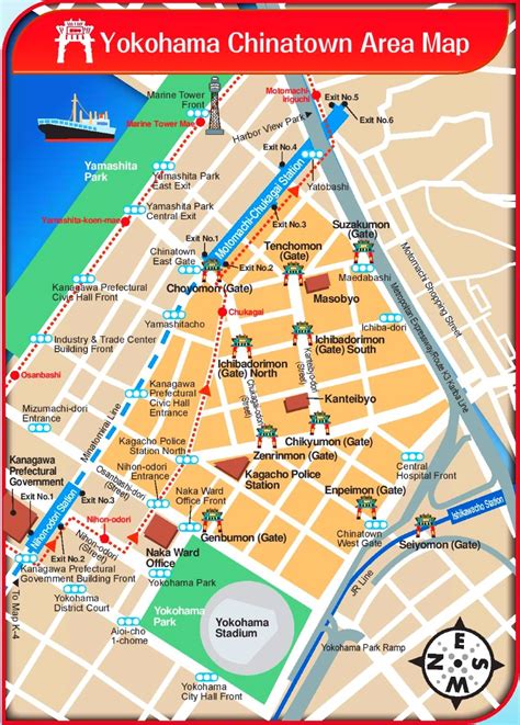 Yokohama Chinatown Map - Ontheworldmap.com