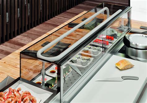 Sushi display. Showcase for bar and restaurant. | Mobile