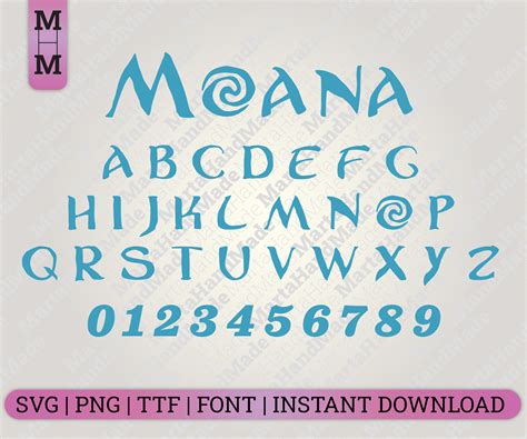 Moana Font, Moana Font Svg, Moana Alphabet, Cartoon Moana Letters ...