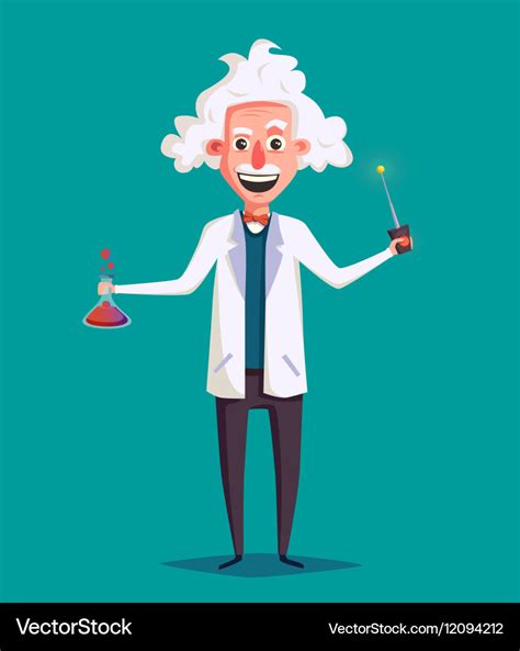 Crazy old scientist funny character cartoon Vector Image