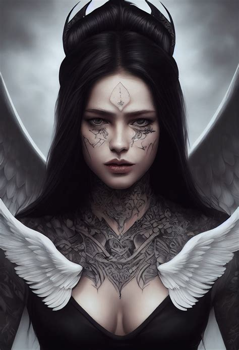 ArtStation - Concept art of a girl in the role of an angel with tattoos