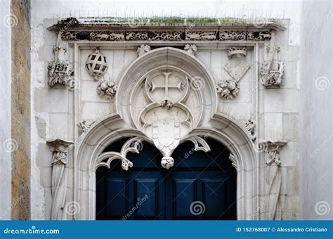 Side Door of the Saint John Church in Tomar, Portugal, with Traditional ...