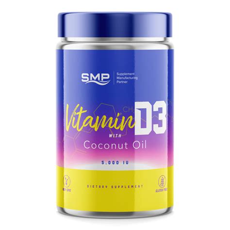 Private Label Vitamin D3 w/ Coconut Oil - Non-GMO - Gluten-Free