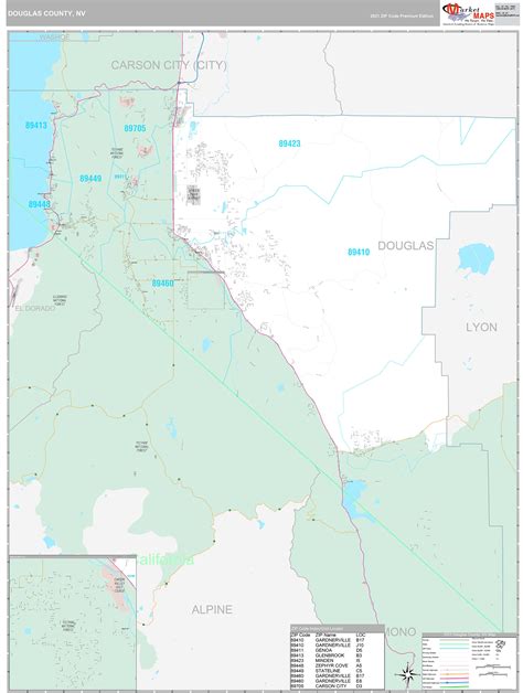 Douglas County, NV Wall Map Premium Style by MarketMAPS - MapSales