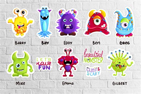 Cute monsters Sticker pack Printable PNG stickers for kids By Shuneika ...