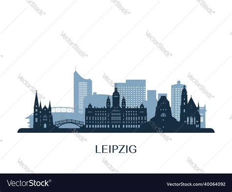 Leipzig skyline monochrome silhouette Royalty Free Vector