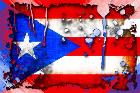 Grunge and Splatter Puerto Rico Flag Digital Art by David G Paul - Pixels