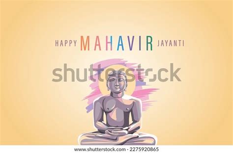 Mahavir Jayanti Celebration Post Colourful Illustration Stock Vector ...