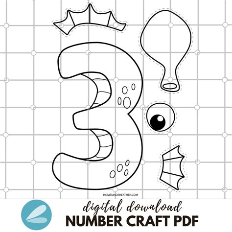 Number Printable CRAFT Templates Number Animal Craft PDF Instant ...