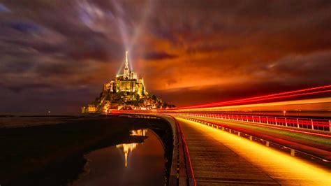 Mont Saint-Michel Wallpaper 4K, France, Cathedral, Monastery