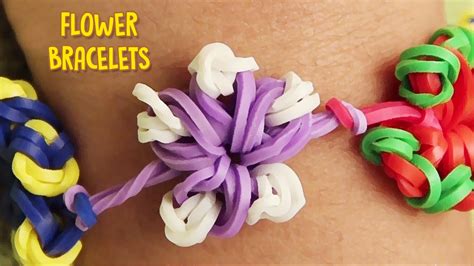 How to Make Rubber Band Bracelets Without Loom - Easy Flower Rainbow Loom Bracelet Designs - YouTube