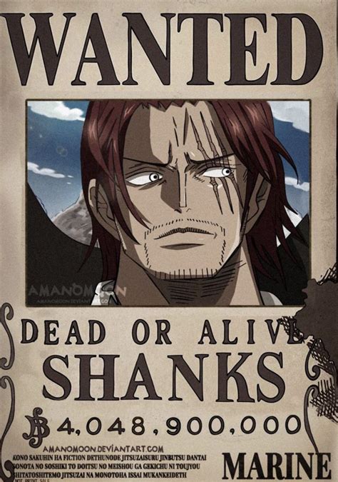 SHANKS Bounty 4,048,900,000 Berries! | One piece bounties, One piece chapter, One piece comic