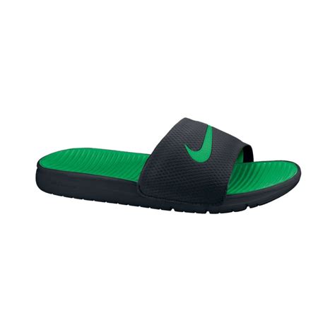 Nike Benassi Solarsoft Slides in Black for Men (black/lucky green/black ...