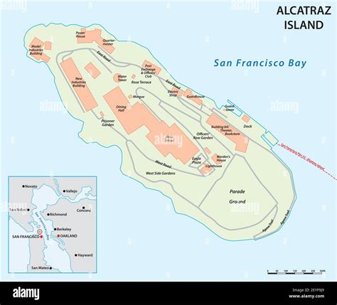 vector map of Californias former prison island Alcatraz Stock Vector ...