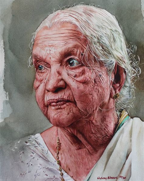 10 Rural Indian woman Watercolor Portrait Paintings by Uday Bhan