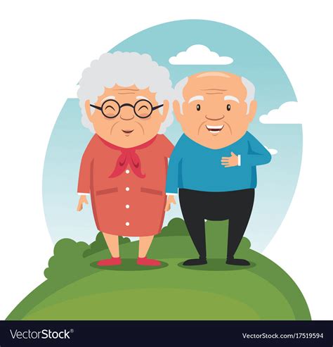 Happy grandparents cartoon Royalty Free Vector Image