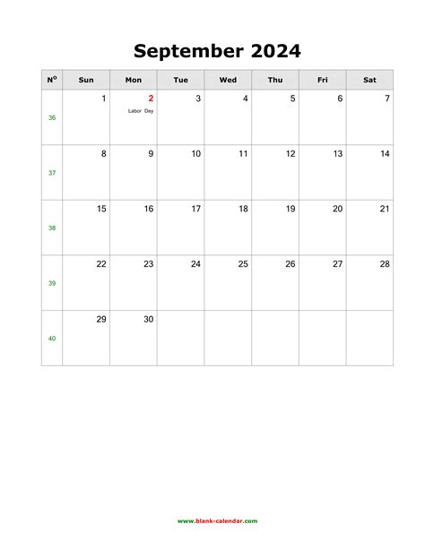 September 2024 Calendar Monday Starting Point - Kaila Maryanne