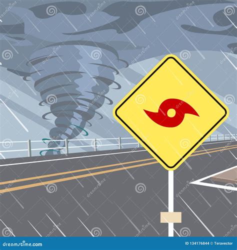 Hurricane Danger Warning Road Sign Flat Vector Stock Vector ...