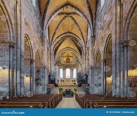 The Interior Of Bamberg Cathedral, A Late Romanesque Building With Four ...