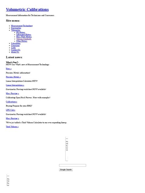 Volumetric Calibrations: Site Menu | PDF | Thermal Expansion | Density