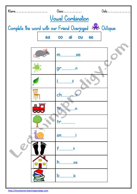 English Vowels Worksheets - LearningProdigy