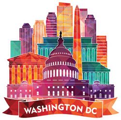 Colorful Washington DC Skyline Sticker