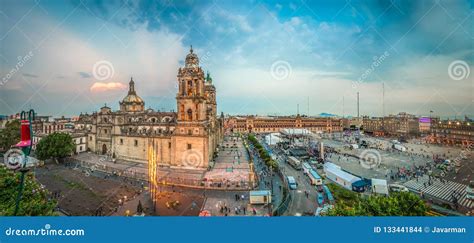 Zocalo Square and Metropolitan Cathedral of Mexico City Stock Photo ...