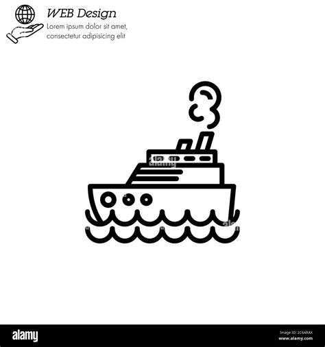 Steamship, steamboat, Cruise sea ship icon thin line, linear, outline. Simple sign, logo Stock ...