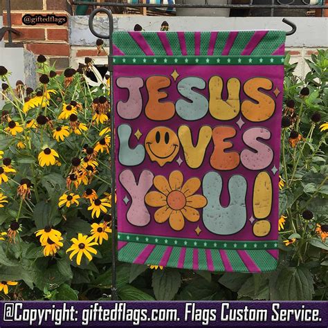 Jesus Loves You Groovy Girl Christian Garden Flag, House Flag, Home ...