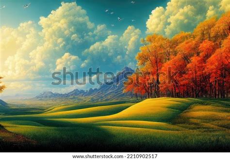 Nature Landscape Background Digital Art Illustration Stock Illustration ...