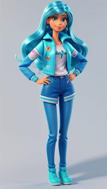 Premium AI Image | Barbie doll wearing cyan or blue color clothes