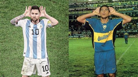 What is it about Argentina legend Riquelme and Messi's goal celebration?