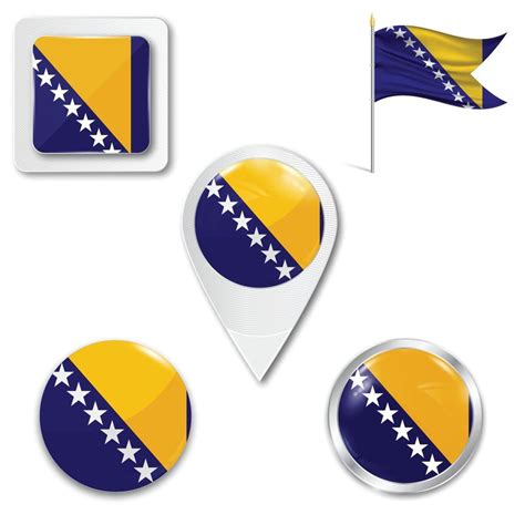 Set of icons of the national flag of Bosnia and Herzegovina 3483408 ...