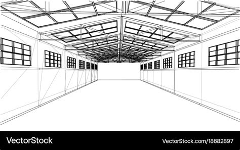 Warehouse sketch rendering of 3d Royalty Free Vector Image