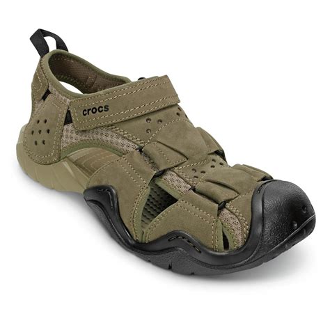 Crocs Men's Swiftwater Leather Fisherman Sandals - 654244, Sandals & Flip Flops at Sportsman's Guide