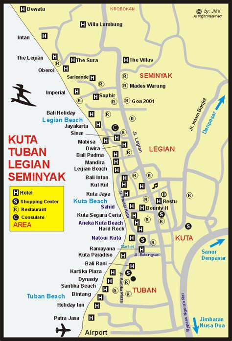 Kuta - Legian Map - Maps of Bali,