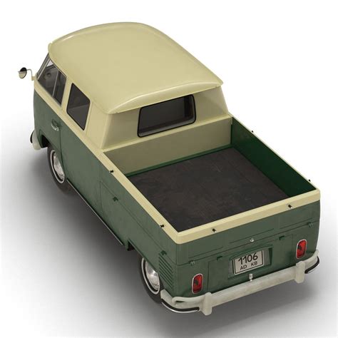 Volkswagen Type 2 Double Cab Pick Up Simple Interior Green 3D Model 3D ...