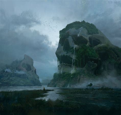 Skull island illustration, artwork, fantasy art, skull, nature HD ...