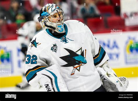 San Jose Sharks goalie Alex Stalock (32) during the NHL game between ...