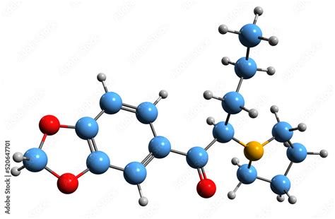 3D image of Methylenedioxypyrovalerone skeletal formula - molecular ...