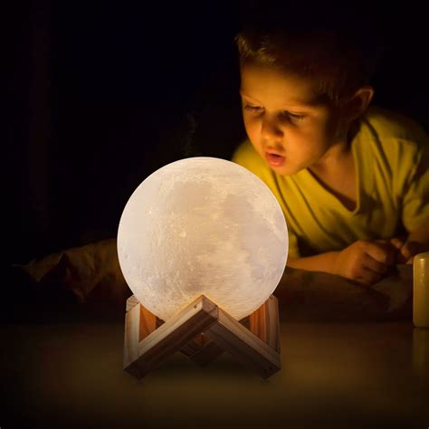 AED 7.3" Large Moon Light, 3D Printing Moon Lamp with Touch Sensor ...