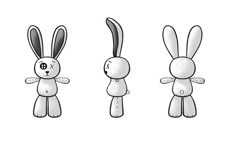 Cartoon bunny Blueprint - Download free blueprint for 3D modeling