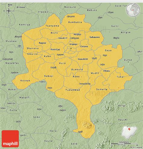 Savanna Style 3D Map of Kano