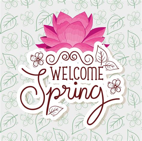 welcome spring with flowers and leafs decoration 2700428 Vector Art at ...